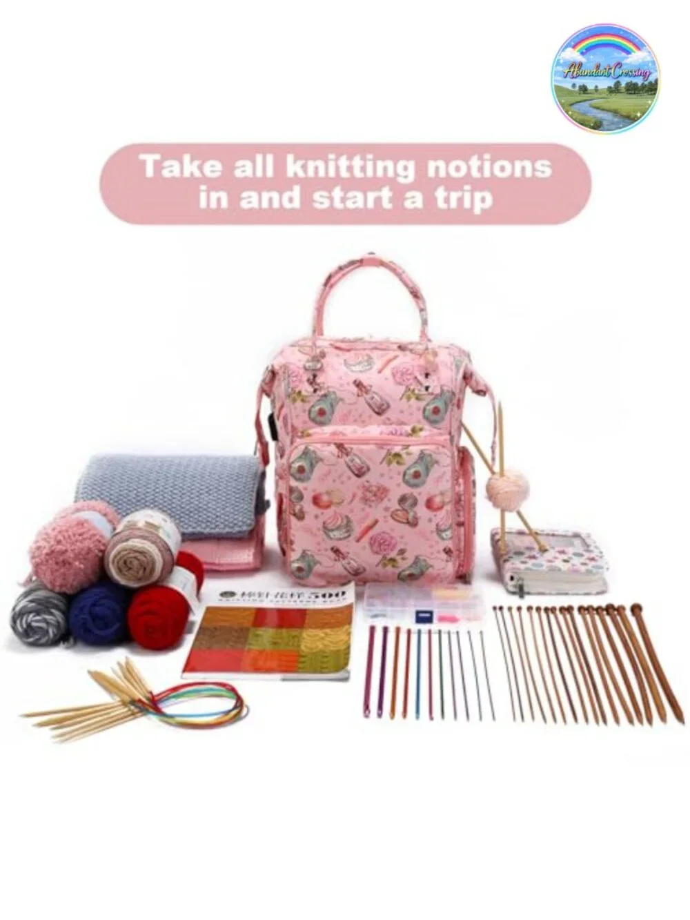 Knitting Bag Backpack Large Capacity Crochet Supply Organizer Tote Storage